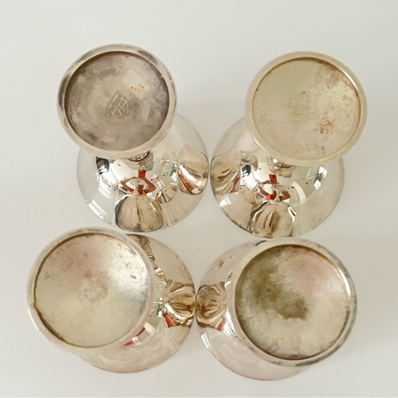 Vintage Silver plate Stem glasses goblets champagne sorbet cups set of 4 - Picture 4 of 10